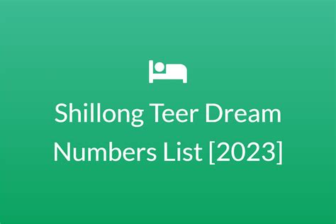 teer dream number list